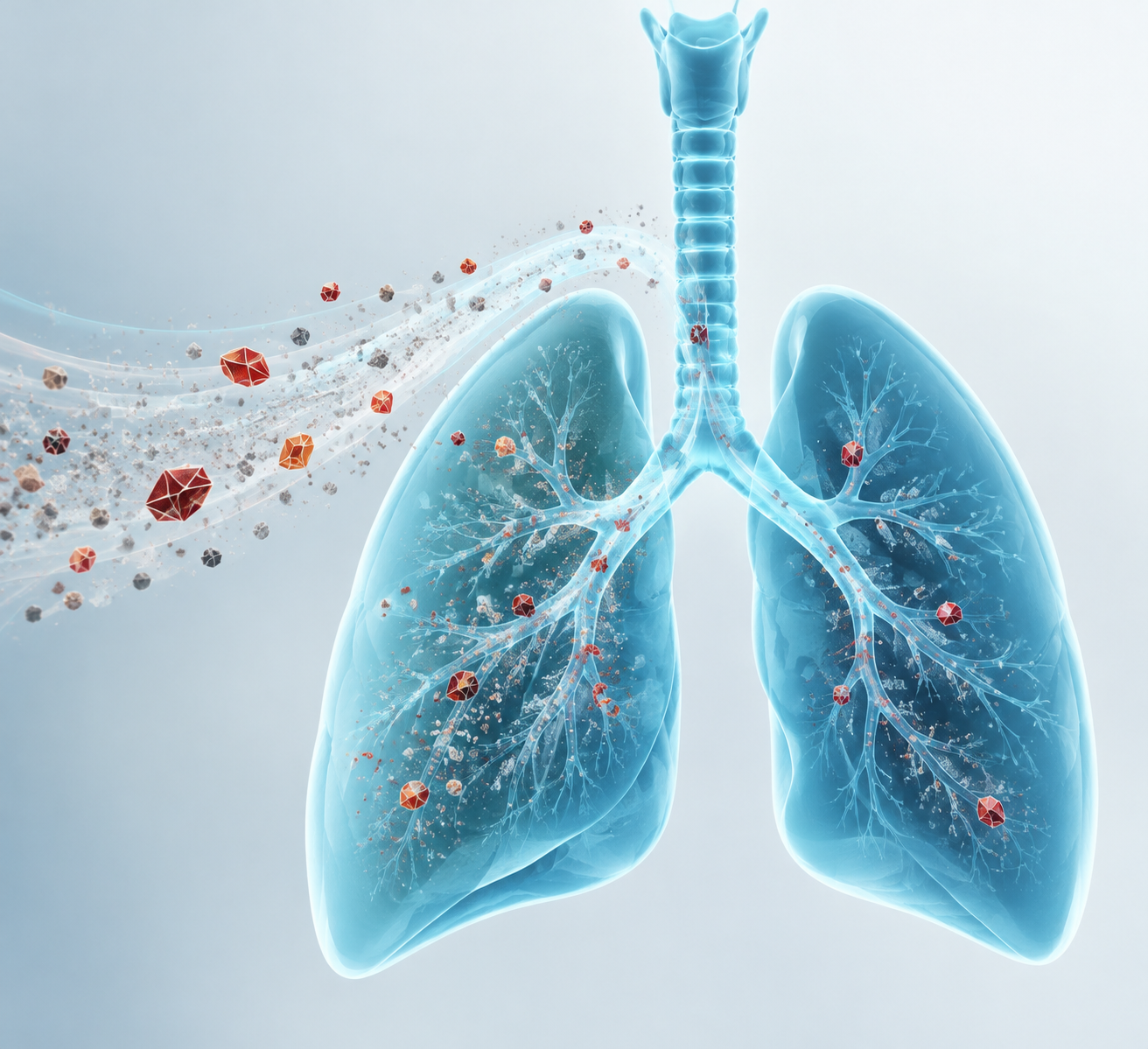 Long-term inhalation of large amounts of free crystalline silica causes pneumoconiosis.