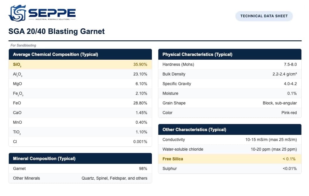 an analysis report for SEPPE SGA Garnet