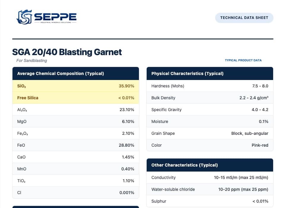 an analysis report for SEPPE SGA Garnet