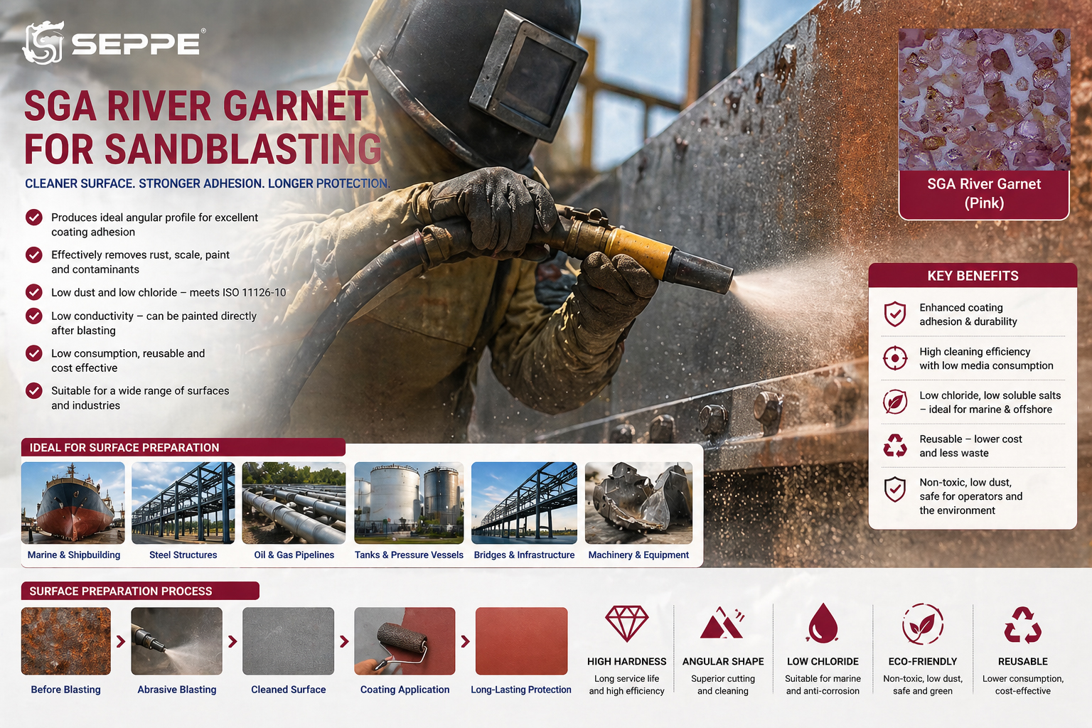 SEPPE garnet abrasive for sandblasting