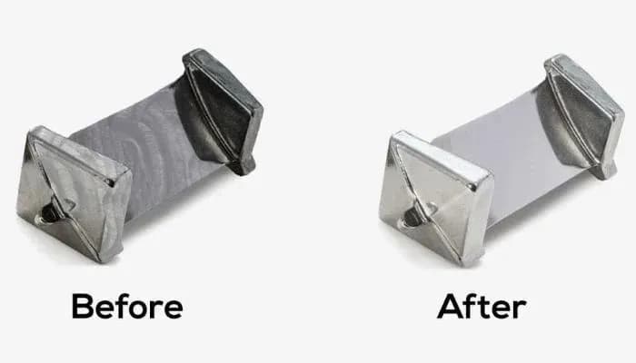 Metal component before and after surface cleaning
