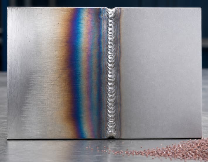 Illustrative stainless steel weld surfaces before and after preparation