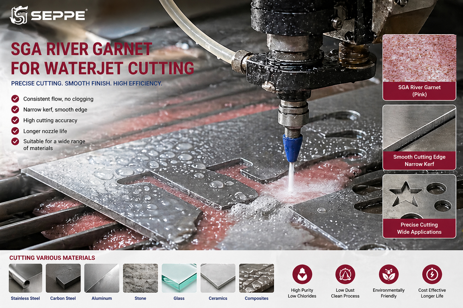 SEPPE garnet abrasive for waterjet cutting